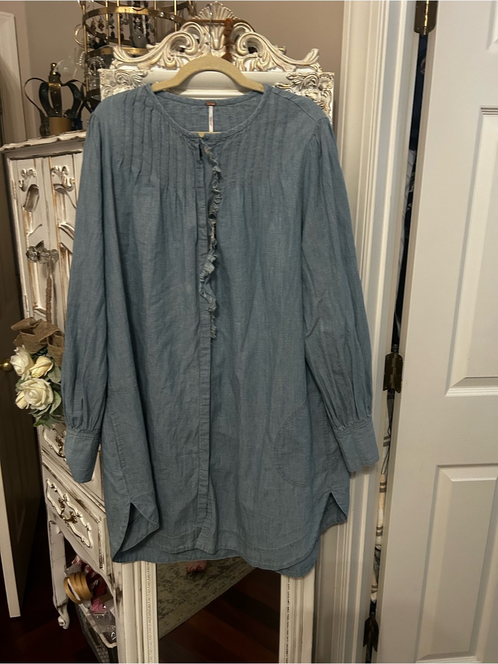 Free People Denim Darling Mini Dress Large